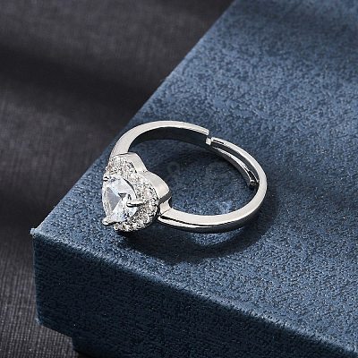 Brass Micro Pave Clear Cubic Zirconia Cuff Open Rings CU-CBA5C10-01P-1