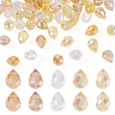 50Pcs 5 Colors Electroplate Transparent Glass Beads GLAA-TA0003-47A-1