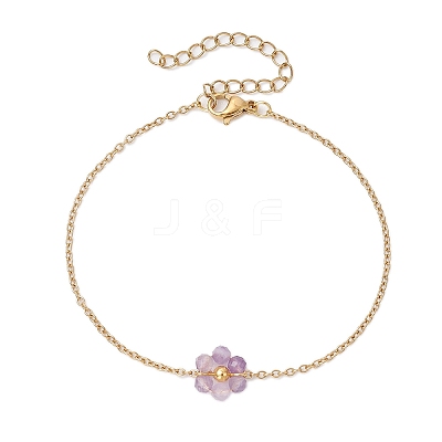 Natural Mixed Gemstone Beaded Link Bracelets BJEW-JB11246-1