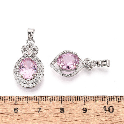 Brass Micro Pave Cubic Zirconia Pendants KK-T072-55P-1
