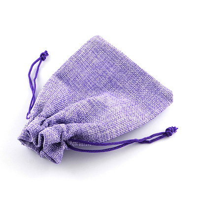 Polyester Imitation Burlap Packing Pouches Drawstring Bags X-ABAG-R005-9x7-03-1