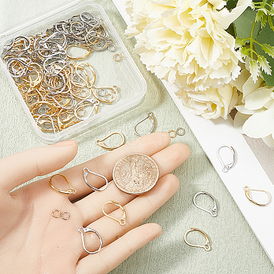 80Pcs 2 Color 304 Stainless Steel Leverback Earring Findings STAS-SP0001-19-1