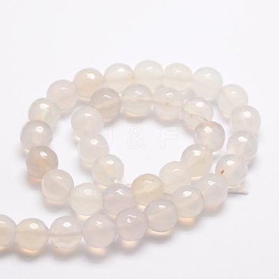 Dyed Natural White Agate Faceted Round Beads Strands G-E320B-8mm-06-1