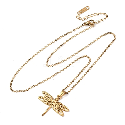 304 Stainless Steel Pendant Cable Chain Necklaces for Men Women NJEW-K308-03B-G-1