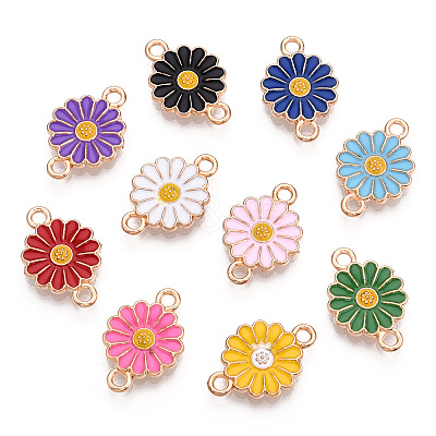 Zinc Alloy Enamel Sunflower Connector Charms ENAM-E011-01KCG-1