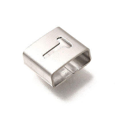 Letter Style 304 Stainless Steel Square Slide Charms STAS-L132-02T-1