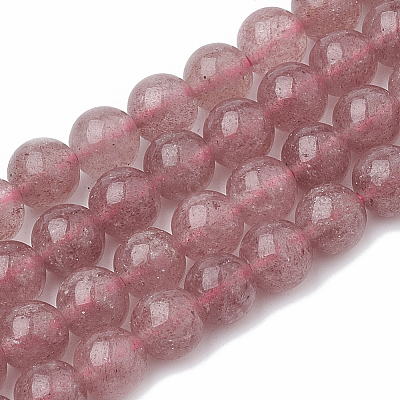 Natural Dyed Strawberry Quartz Beads Strands X-G-S295-15-6mm-1-1