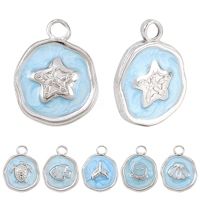 6Pcs 6 Styles 304 Stainless Steel Pendants STAS-YW0011-12P-1