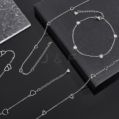 6Pcs 6 Styles 304 Stainless Steel Cable Chain Anklets AJEW-UN0001-12-1