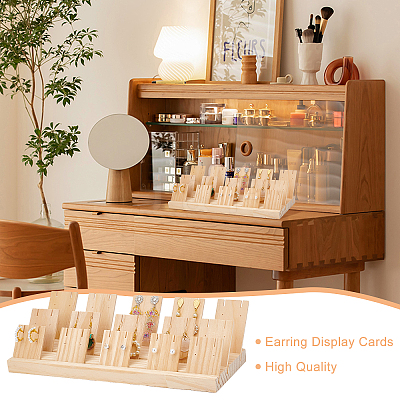 3 Rows Bamboo Earring Display Stands EDIS-WH0021-02-1