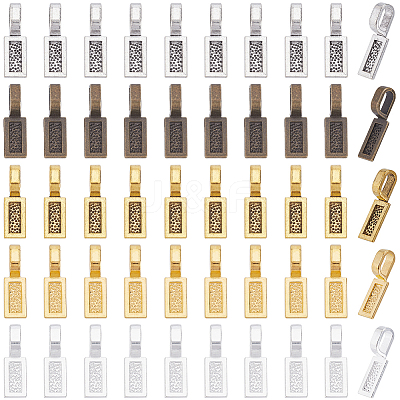 100Pcs 5 Colors Tibetan Style Alloy Glue-on Flat Pad Bails FIND-SP0001-89-1
