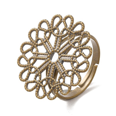 Adjustable Brass Filigree Ring Components KK-G233-M04-1