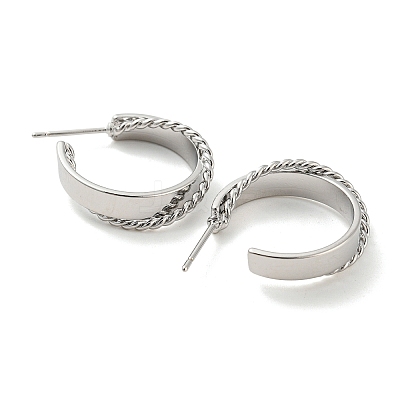 Brass Ring Stud Earrings EJEW-K264-08P-1