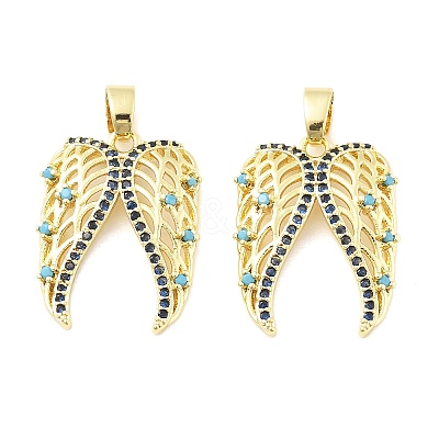 Wings Brass Micro Pave Cubic Zirconia Pendants KK-M325-11G-1