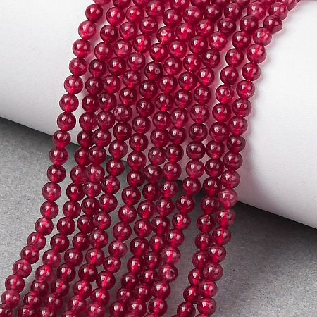 Natural White Jade Round Bead Strands G-A130-3mm-F01-1
