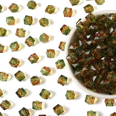 300Pcs Two Tone Transparent Spray Painted Acrylic Beads ACRP-YW0001-16B-1