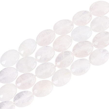  2 Strands Faceted Oval Natural Rose Quartz Beads Strands G-NB0004-33-1