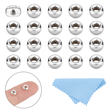 20Pcs Rondelle 925 Sterling Silver Spacer Beads STER-DC0001-70-1