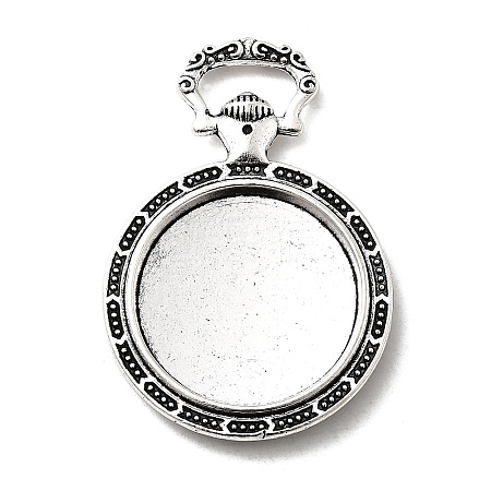 Tibetan Style Alloy Pendant Cabochon Settings X-TIBEP-N003-74AS-1