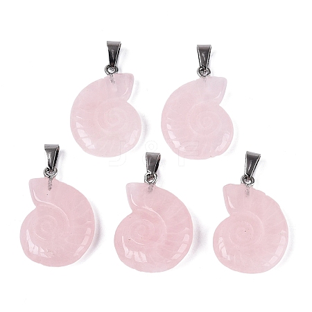 Natural Rose Quartz Pendants G-Q601-45G-1