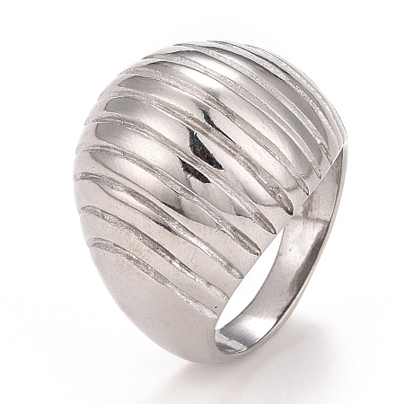 Non-Tarnish 304 Stainless Steel Chunky Dome Finger Ring RJEW-B040-01B-P-1