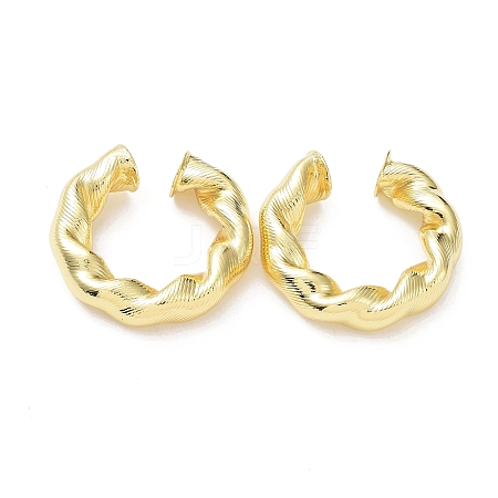 Rack Plating Brass Twist Rope Cuff Earrings for Women EJEW-G352-03G-1