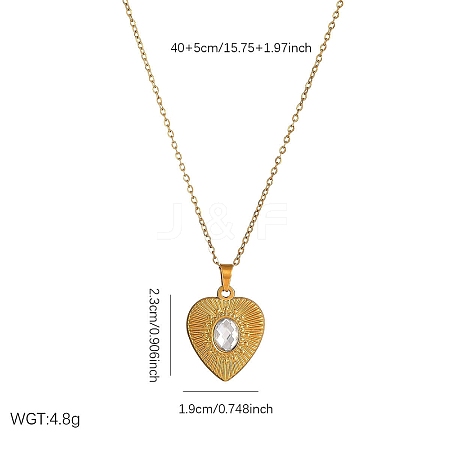 304 Stainless Steel Crystal Rhinestone Textured Geometric Pendant Necklaces for Women WG1D719-05-1
