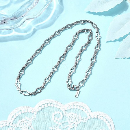 304 Stainless Steel Cross Link Chain Necklaces for Women Men NJEW-JN05432-02-1