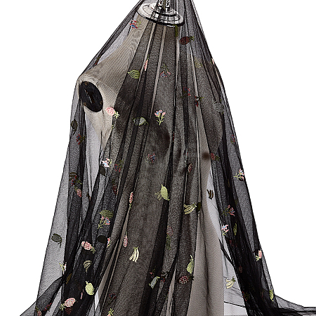 Fruit Polyester Embroidery Mesh Fabric KK-WH0558-10A-1