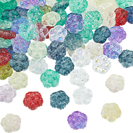 100Pcs Spray Painted Transparent Glass Beads GLAA-SC0002-40-1
