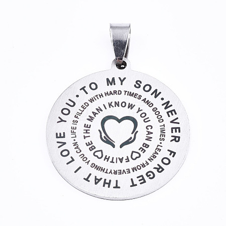 Non-Tarnish 201 Stainless Steel Quote Pendants STAS-T044-221P-1