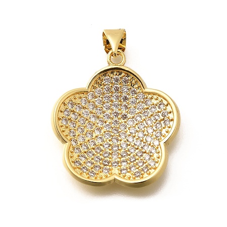 Rack Plating Brass Micro Pave Cubic Zirconia Pendants KK-L226-009G-1