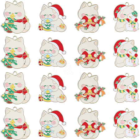 16Pcs 4 Styles Christmas Theme Alloy Enamel Pendants ENAM-SC0005-35-1