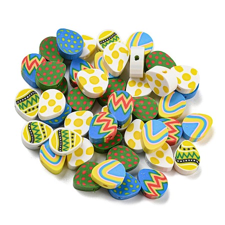 50Pcs Handmade Polymer Clay Beads CLAY-FP0001-15-1