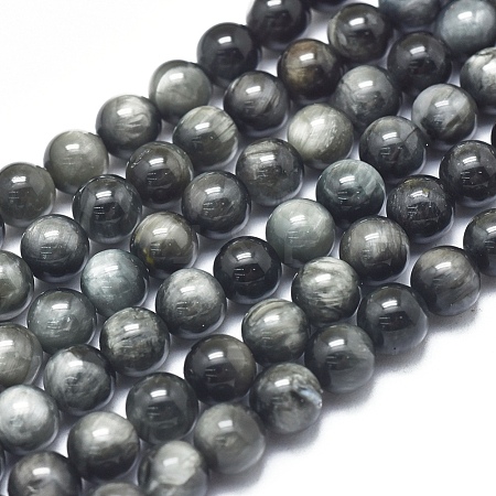  Jewelry Beads Findings Natura Eagle Eye Stone Beads Strands, Grade A, Round, 6mm, Hole: 1mm, about 62pcs/Strand, 15.75