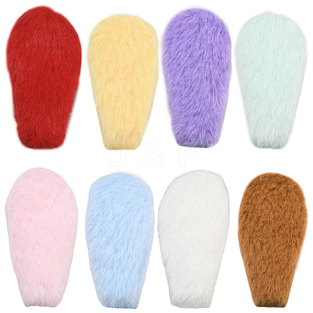 40Pcs 8 Colors Double Face Wool Fibre Cabochons FIND-SC0020-31-1