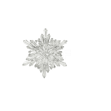 Clear Cubic Zirconia Snowflake Brooch Pins PW-WG917F8-02-1