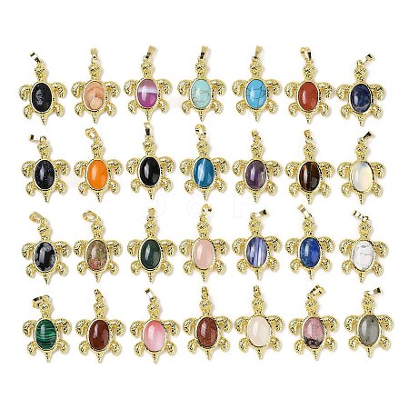 Natural & Synthetic Gemstone & Brass Pendants KK-F887-01G-1