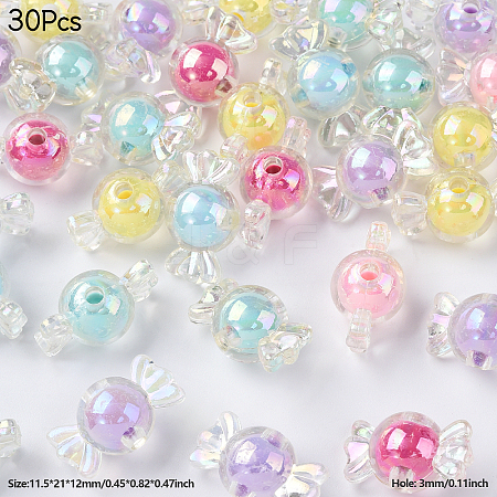 30Pcs Transparent Acrylic Beads TACR-YW0002-35-1