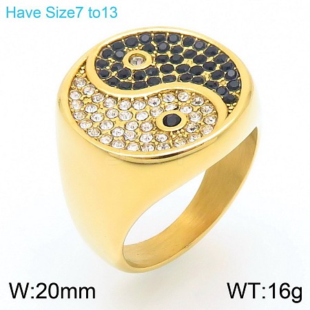 304 Stainless Steel Cubic Zirconia Finger Rings for Men FS-WG9BEFD-03-1