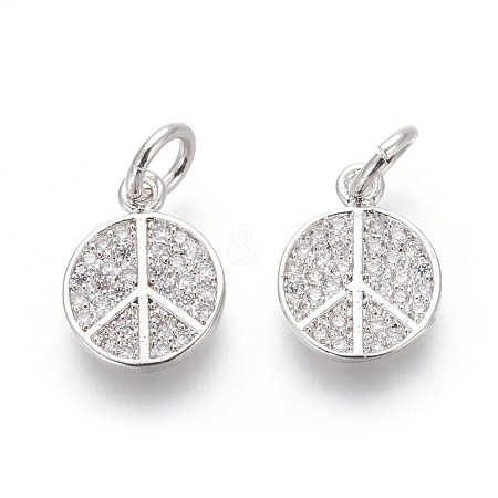 Brass Micro Pave Cubic Zirconia Charms ZIRC-J021-02P-RS-1