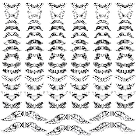 150Pcs 15 Styles Tibetan Style Alloy Fairy Wing Beads TIBEB-PH0005-44-1