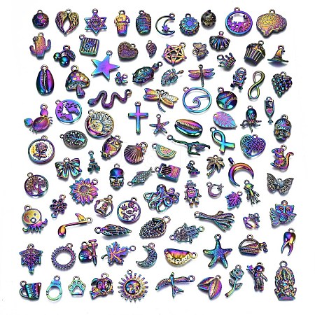 Rainbow Color Alloy Pendants & Link Connectors PALLOY-S180-146-NR-1