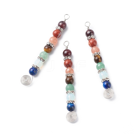 7 Chakra Mixed Gemstone Copper Wire Wrapped Big Pendants PALLOY-JF01899-02-1