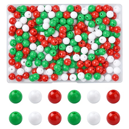 300Pcs 3 Colors Opaque Acrylic Beads MACR-YW0003-13C-1