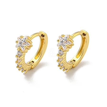 Brass Micro Pave Cubic Zirconia Hoop Earring EJEW-C088-03B-G-1