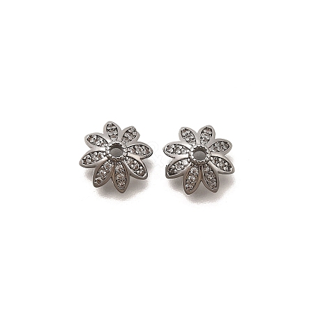 Brass Micro Pave Clear Cubic Zirconia Bead Caps KK-Z126-24P-1