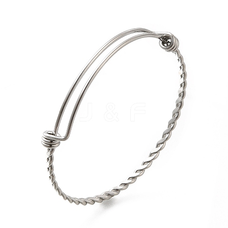 Non-Tarnish 304 Stainless Steel Twist Bangles for Women BJEW-M233-01P-1