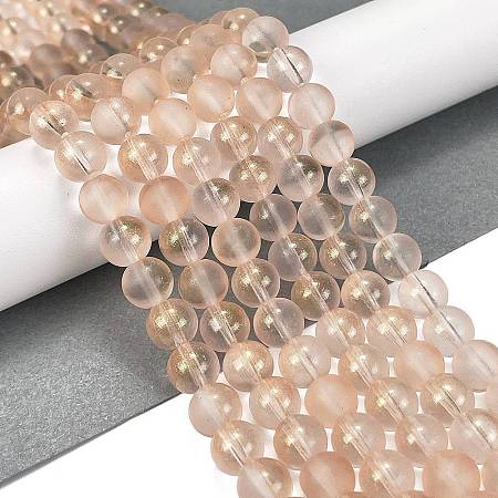 Frosted Transparent Glass Bead Strands X1-GLAA-P065-8mm-05-1