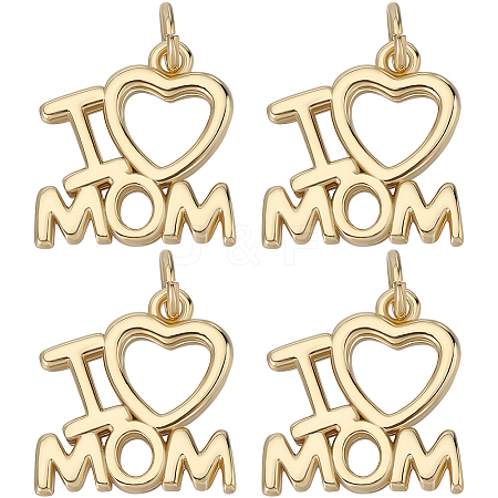 Beebeecraft 8Pcs Mother's Day Rack Plating Brass Charms KK-BBC0013-94-1